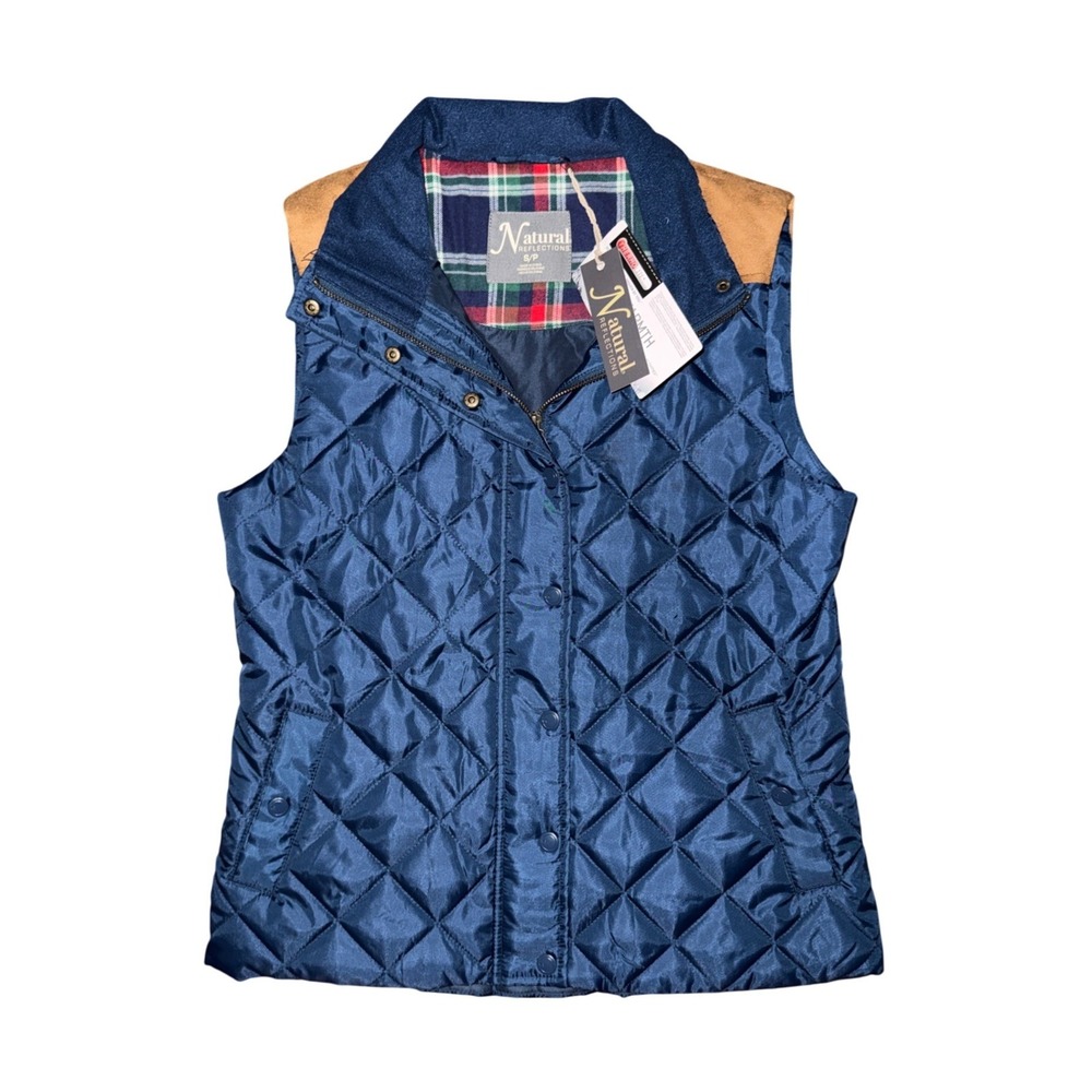 Natural‎ Reflections Quilted Vest Plaid Lined Equestrian Preppy Cabincore Chore